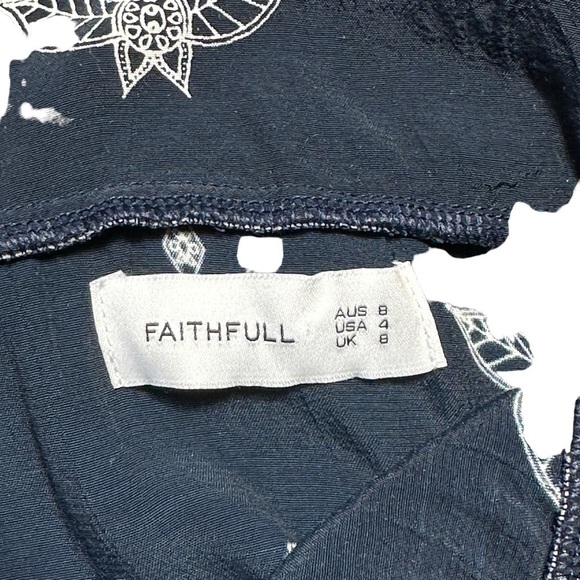 Faithfull the Brand Navy Blue & White Tuula Maxi Dress US 4 - Picture 8 of 9